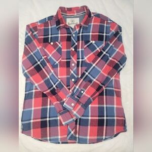 Roebuck & Co Red and Blue Casual Button Down Shirt with Classic Plaid